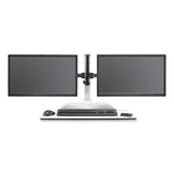 Soar Electric Desktop Sit/stand Dual Monitor Arm, For 27" Monitors, White, Supports 10 Lbs, Ships In 1-3 Business Days