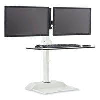 Soar Electric Desktop Sit/stand Dual Monitor Arm, For 27" Monitors, White, Supports 10 Lbs, Ships In 1-3 Business Days