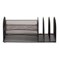 Onyx Mesh Desk Organizer W/3 Horizontal And Upright Sections, Letter Size, 19.62 X 11.32 X 8.5, Black, Ships In 1-3 Bus Days