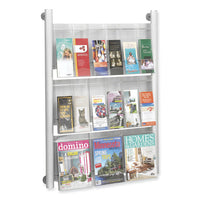 Luxe Magazine Rack, 9 Compartments, 31.75w X 5d X 41h, Clear/silver, Ships In 1-3 Business Days