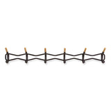 Family Coat Wall Rack, 6 Hook, 42.75w X 5.25d X 7.25h, Black, Ships In 1-3 Business Days