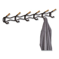 Family Coat Wall Rack, 6 Hook, 42.75w X 5.25d X 7.25h, Black, Ships In 1-3 Business Days
