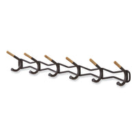 Family Coat Wall Rack, 6 Hook, 42.75w X 5.25d X 7.25h, Black, Ships In 1-3 Business Days