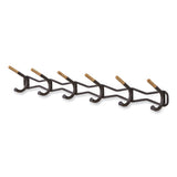 Family Coat Wall Rack, 6 Hook, 42.75w X 5.25d X 7.25h, Black, Ships In 1-3 Business Days