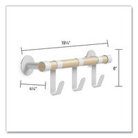 Resi Coat Wall Rack, 3 Hook, 19.75w X 4.25d X 6h, White, Ships In 1-3 Business Days