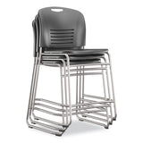 Vy Counter Height Chair, Supports Up To 350 Lb, 25" Seat Height, Black Seat, Black Back, Silver Base