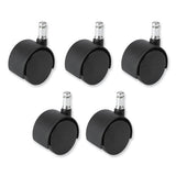 Task Master Carpet Casters, 2" Wheel, Black, 5/set, Ships In 1-3 Business Days
