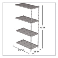 Industrial Add-on Unit, Four-shelf, 36w X 18d X 72h, Steel, Metallic Gray, Ships In 1-3 Business Days