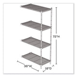 Industrial Add-on Unit, Four-shelf, 36w X 18d X 72h, Steel, Metallic Gray, Ships In 1-3 Business Days