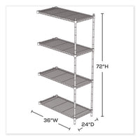 Industrial Add-on Unit, Four-shelf, 36w X 24d X 72h, Steel, Black, Ships In 1-3 Business Days