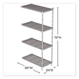 Industrial Add-on Unit, Four-shelf, 36w X 24d X 72h, Steel, Black, Ships In 1-3 Business Days