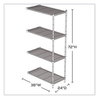 Industrial Add-on Unit, Four-shelf, 36w X 24d X 72h, Steel, Metallic Gray, Ships In 1-3 Business Days