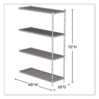 Industrial Add-on Unit, Four-shelf, 48w X 18d X 72h, Steel, Metallic Gray, Ships In 1-3 Business Days