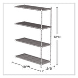 Industrial Add-on Unit, Four-shelf, 48w X 18d X 72h, Steel, Metallic Gray, Ships In 1-3 Business Days
