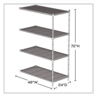 Industrial Add-on Unit, Four-shelf, 48w X 24d X 72h, Steel, Black, Ships In 1-3 Business Days