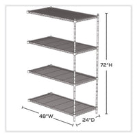 Industrial Add-on Unit, Four-shelf, 48w X 24d X 72h, Steel, Metallic Gray, Ships In 1-3 Business Days