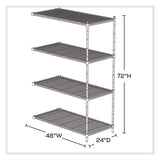 Industrial Add-on Unit, Four-shelf, 48w X 24d X 72h, Steel, Metallic Gray, Ships In 1-3 Business Days