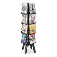 Onyx Mesh Rotating Magazine Display, 16 Compartments, 18.27w X 18.27d X 58.55h, Black, Ships In 1-3 Business Days