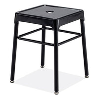 Steel Guestbistro Stool, Backless, Supports Up To 250 Lb, 18" Seat Height, Black Seat, Black Base, Ships In 1-3 Business Days