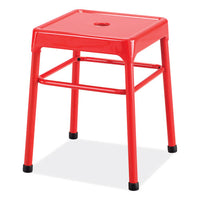 Steel Guestbistro Stool, Backless, Supports Up To 250 Lb, 18" Seat Height, Red Seat, Red Base, Ships In 1-3 Business Days