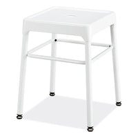 Steel Guestbistro Stool, Backless, Supports Up To 250 Lb, 18" Seat Height, White Seat, White Base, Ships In 1-3 Business Days