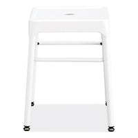 Steel Guestbistro Stool, Backless, Supports Up To 250 Lb, 18" Seat Height, White Seat, White Base, Ships In 1-3 Business Days