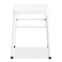 Steel Guestbistro Stool, Backless, Supports Up To 250 Lb, 18" Seat Height, White Seat, White Base, Ships In 1-3 Business Days