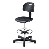 Soft Tough Deluxe Workbench Chair, Supports 250 Lb, 22" To 32" High Black Seat, Black/silver Base, Ships In 1-3 Business Days