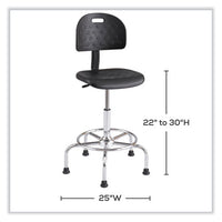 Workfit Economy Industrial Chair, Up To 400 Lb, 22" To 30" High Black Seat/back, Silver Base, Ships In 1-3 Business Days