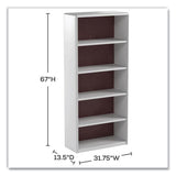 Valuemate Economy Bookcase, Five-shelf, 31.75w X 13.5d X 67h, Gray, Ships In 1-3 Business Days