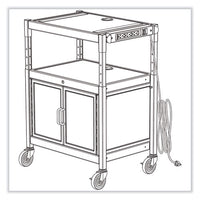 Steel Adjustable Av Cart W/cabinet, Metal, 3 Shelf, 6 Ac Outlets, 40 Lb Cap, 26.75x20.5x42, Black, Ships In 1-3 Business Days
