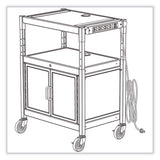 Steel Adjustable Av Cart W/cabinet, Metal, 3 Shelf, 6 Ac Outlets, 40 Lb Cap, 26.75x20.5x42, Black, Ships In 1-3 Business Days