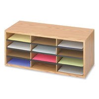 Wood/corrugated Literature Organizer, 12 Compartments, 29 X 12 X 12, Medium Oak, Ships In 1-3 Business Days
