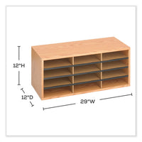Wood/corrugated Literature Organizer, 12 Compartments, 29 X 12 X 12, Medium Oak, Ships In 1-3 Business Days