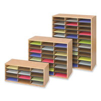 Wood/corrugated Literature Organizer, 24 Compartments, 29 X 12 X 23.5, Medium Oak, Ships In 1-3 Business Days