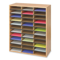 Wood/corrugated Literature Organizer, 36 Compartments, 29 X 12 X 34.5, Medium Oak, Ships In 1-3 Business Days