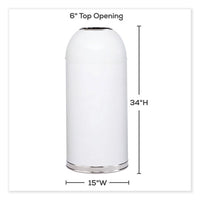 Open Top Dome Receptacle, 15 Gal, Steel, White, Ships In 1-3 Business Days