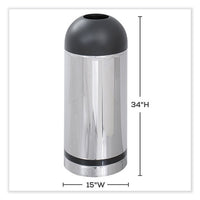 Waste Receptacle, 15 Gal, Steel, Stainless Steel/black, Ships In 1-3 Business Days