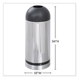 Waste Receptacle, 15 Gal, Steel, Stainless Steel/black, Ships In 1-3 Business Days