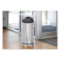 Waste Receptacle, 15 Gal, Steel, Stainless Steel/black, Ships In 1-3 Business Days