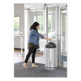 Waste Receptacle, 15 Gal, Steel, Stainless Steel/black, Ships In 1-3 Business Days