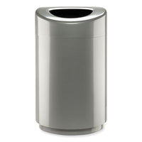 Open Top Round Waste Receptacle, 30 Gal, Steel, Silver, Ships In 1-3 Business Days