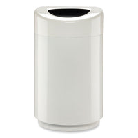 Open Top Round Waste Receptacle, 30 Gal, Steel, White, Ships In 1-3 Business Days