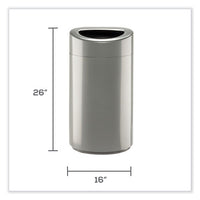 Open Top Oval Waste Receptacle, 14 Gal, Steel, Silver, Ships In 1-3 Business Days