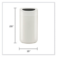 Open Top Oval Waste Receptacle, 14 Gal, Steel, White, Ships In 1-3 Business Days