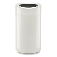 Open Top Oval Waste Receptacle, 14 Gal, Steel, White, Ships In 1-3 Business Days