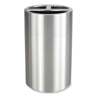 Triple Recycling Receptacle, 40 Gal, Steel, Brushed Aluminum, Ships In 1-3 Business Days