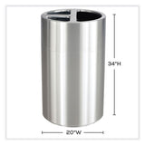 Triple Recycling Receptacle, 40 Gal, Steel, Brushed Aluminum, Ships In 1-3 Business Days