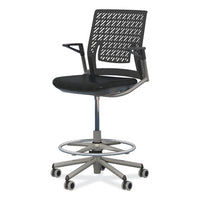 Thesis Flex Back Stool W/arms, Supports Up To 250 Lb, 21.5" To 29.5" Black High Seat, Silver Base, Ships In 1-3 Business Days