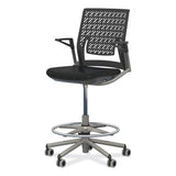Thesis Flex Back Stool W/arms, Supports Up To 250 Lb, 21.5" To 29.5" Black High Seat, Silver Base, Ships In 1-3 Business Days